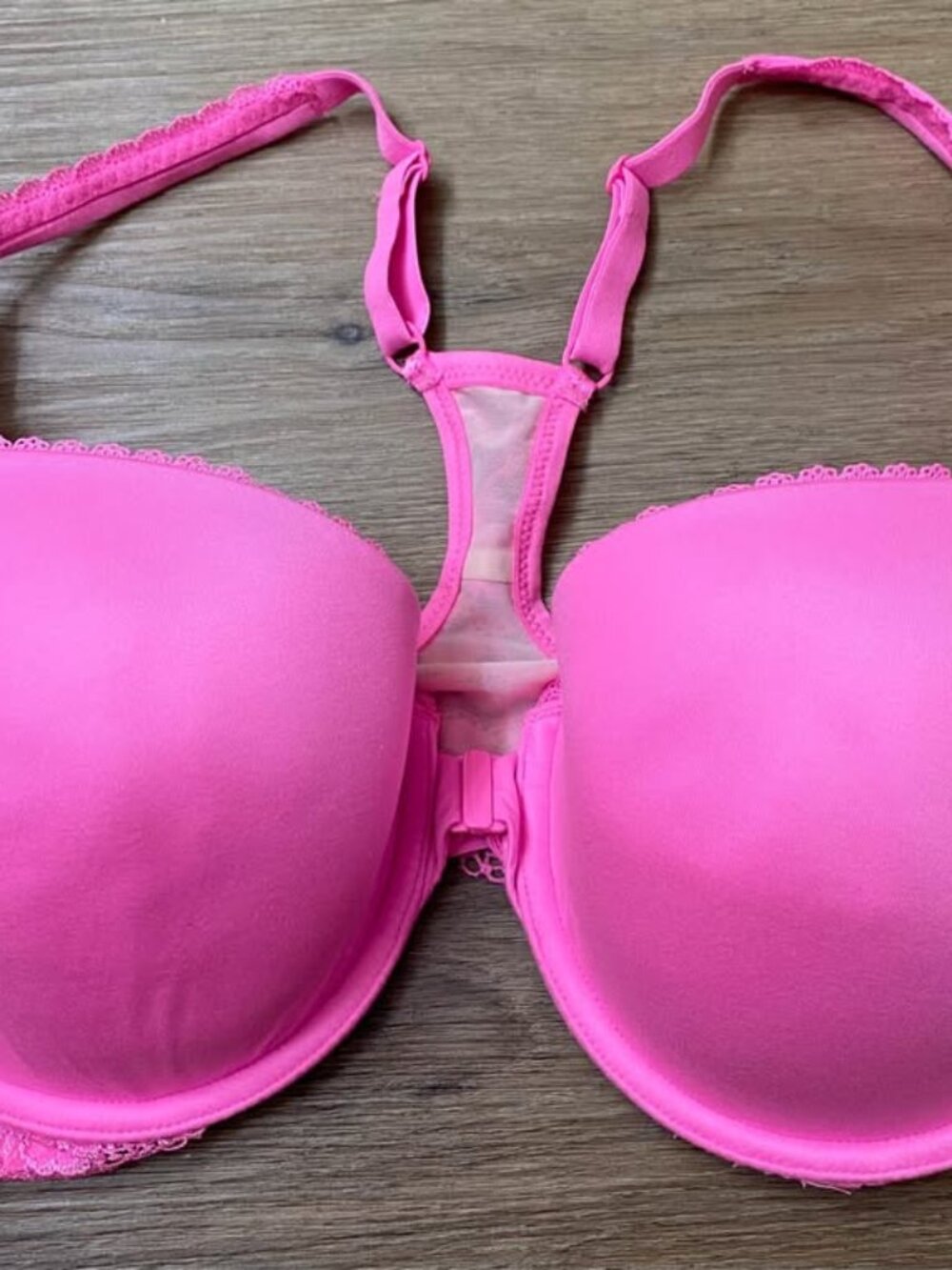 Victoria’s Secret Body by Victoria Racerback Demi Bra Neon Hot Pink 34DD